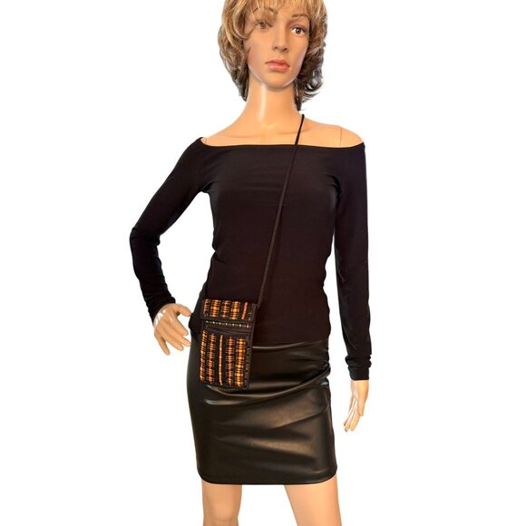 African Inspired Crossbody Bag Tribal Pattern - Flap and Zipper Pocket- Handmade - Picture 3 of 12